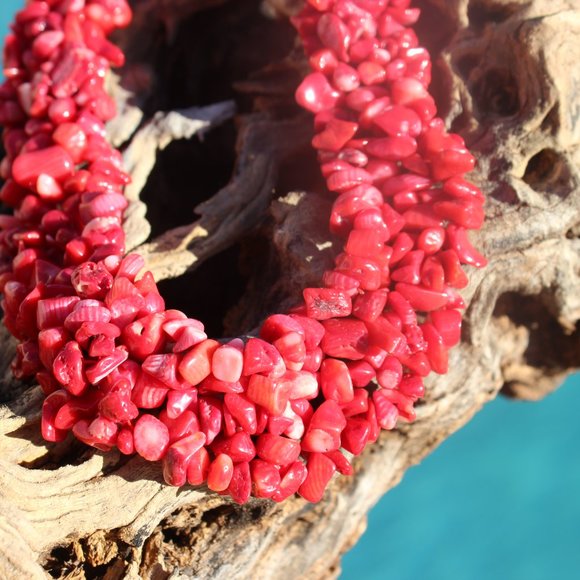 The Cleopatra Necklace Collection/ Natural Red Coral Chips - Picture 7 of 7